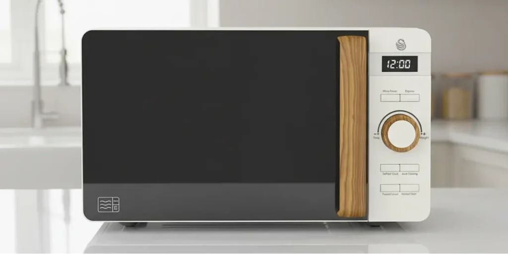 Micro-ondes blanc Swan Nordic 20L avec poignée bois